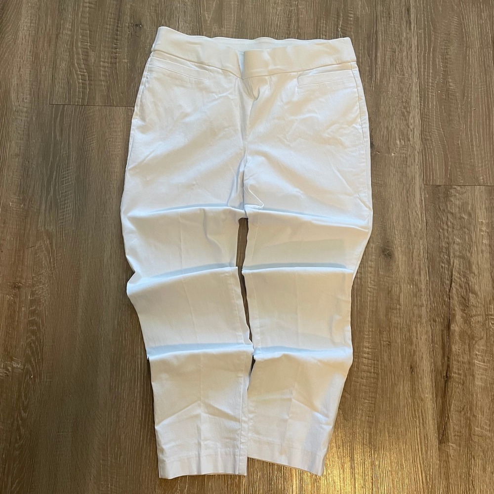 Studio Works Petite White Pull On Straight Leg Pants Women's Size 14P